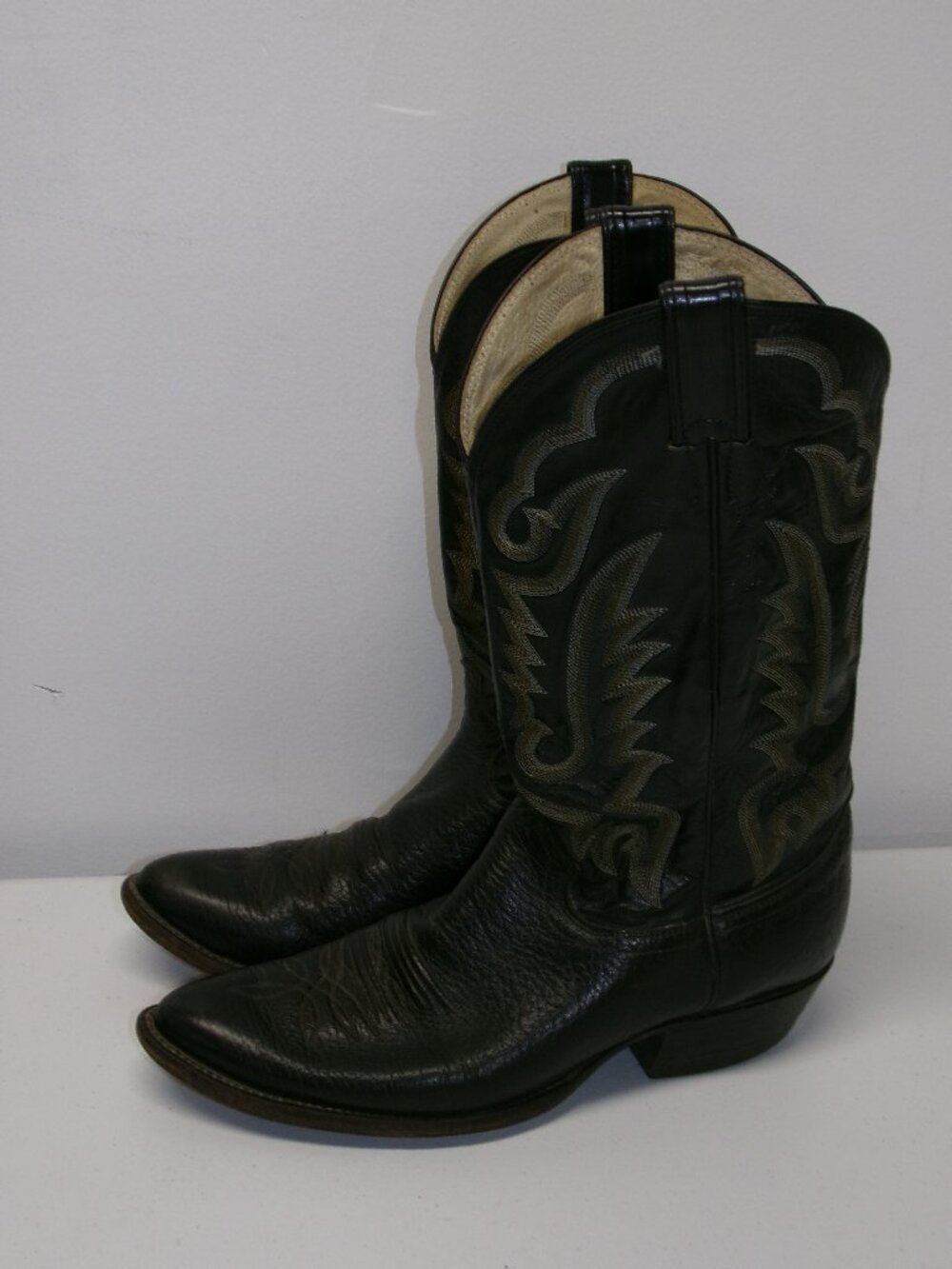JUSTIN BOOTS #1437 Black Leather Western Cowboy Riding Boots Mens Sz 10 D